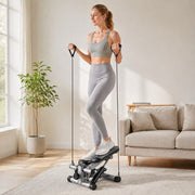 Mini Stepper with Resistance Bands, Adjustable Full Body Workout Machine for Home Fitness