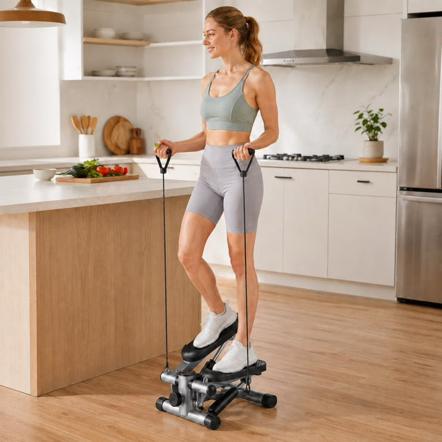 Mini Stepper with Resistance Bands, Adjustable Full Body Workout Machine for Home Fitness