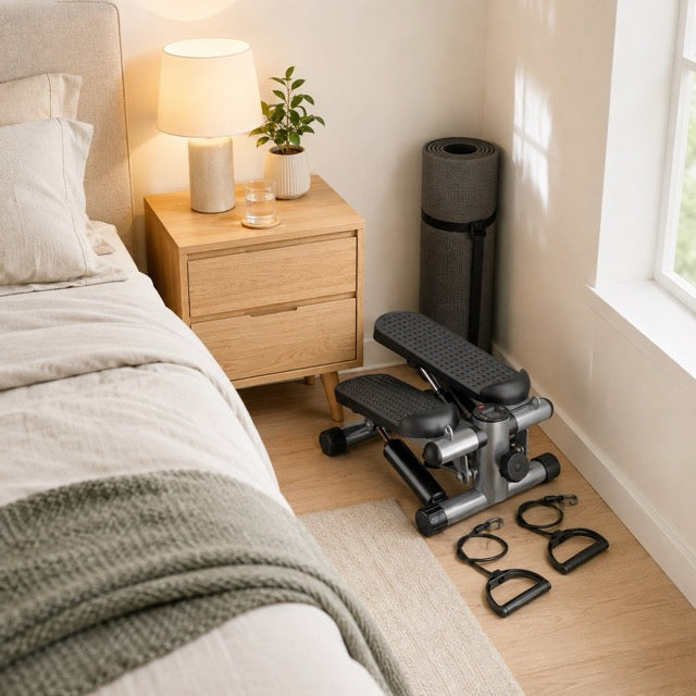 Mini Stepper with Resistance Bands, Adjustable Full Body Workout Machine for Home Fitness
