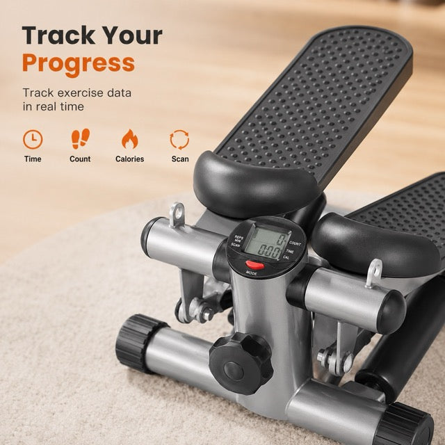 Mini Stepper with Resistance Bands, Adjustable Full Body Workout Machine for Home Fitness