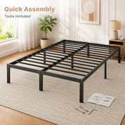 Heavy Duty Metal Bed Frame with Steel Slat Support
