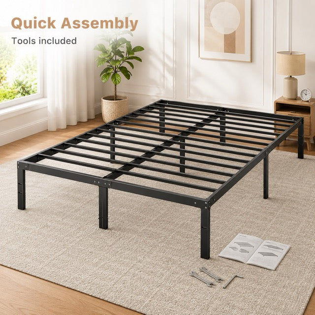 Heavy Duty Metal Bed Frame with Steel Slat Support