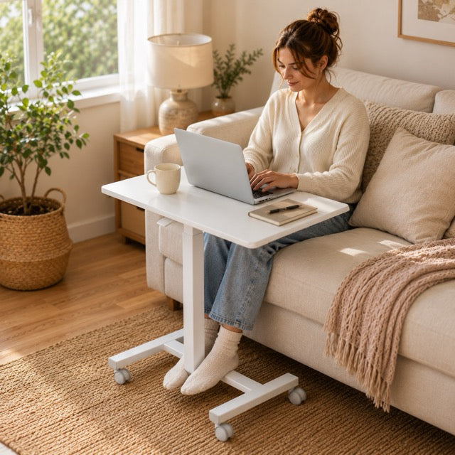 Adjustable Height Rolling Laptop Desk – Mobile Sit-Stand Desk with Wheels