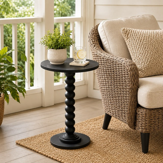 Round Side Table with Waterproof Top | Compact Wood Accent End Table for Sofa, Bedside & Small Spaces