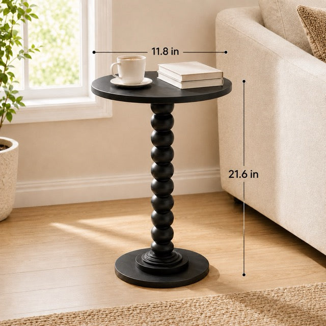 Round Side Table with Waterproof Top | Compact Wood Accent End Table for Sofa, Bedside & Small Spaces
