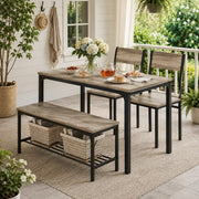 Dining Table Set for Small Spaces | 3 or 4-Piece with Storage Bench, Black & Gray