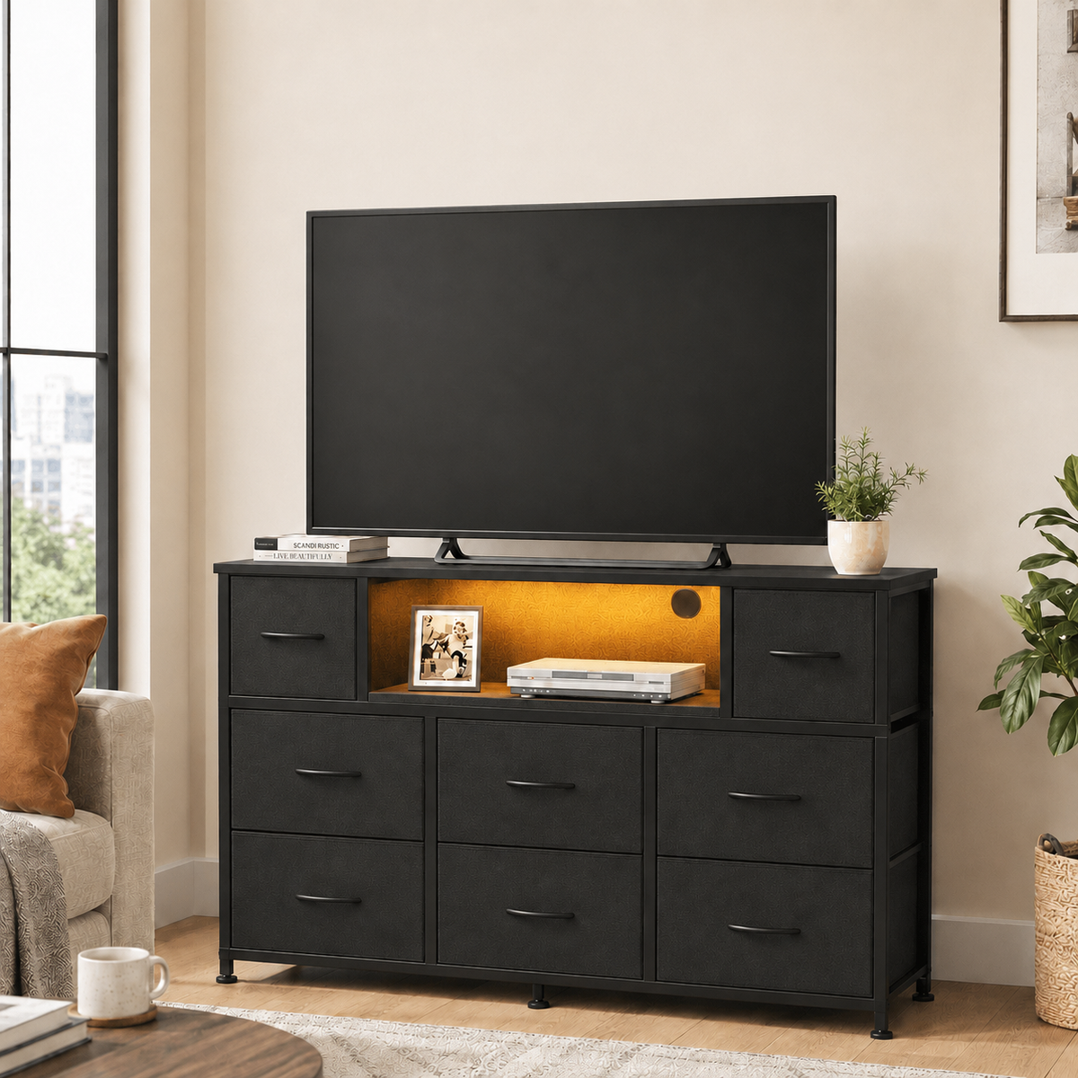 8-Drawer Fabric Storage Cabinet with Built-In 