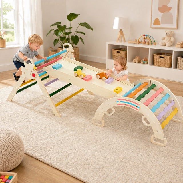 9-in-1 Foldable Wooden Montessori Climbing Playset