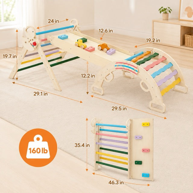 9-in-1 Foldable Wooden Montessori Climbing Playset
