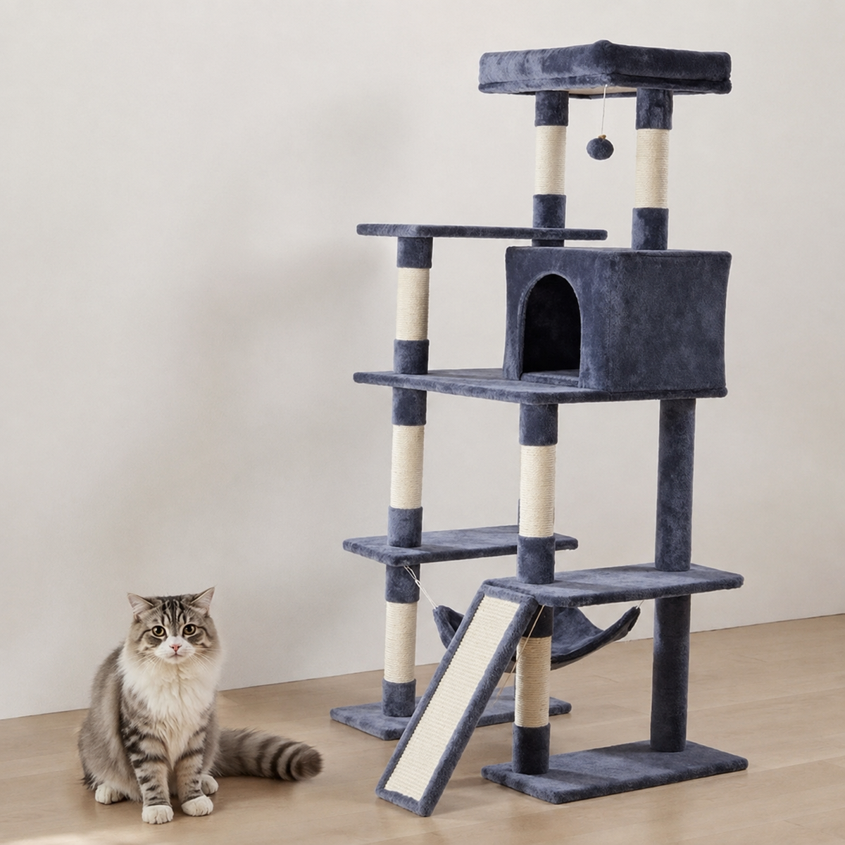 63 Inch Plush Multi-Level Cat Tree Tower
