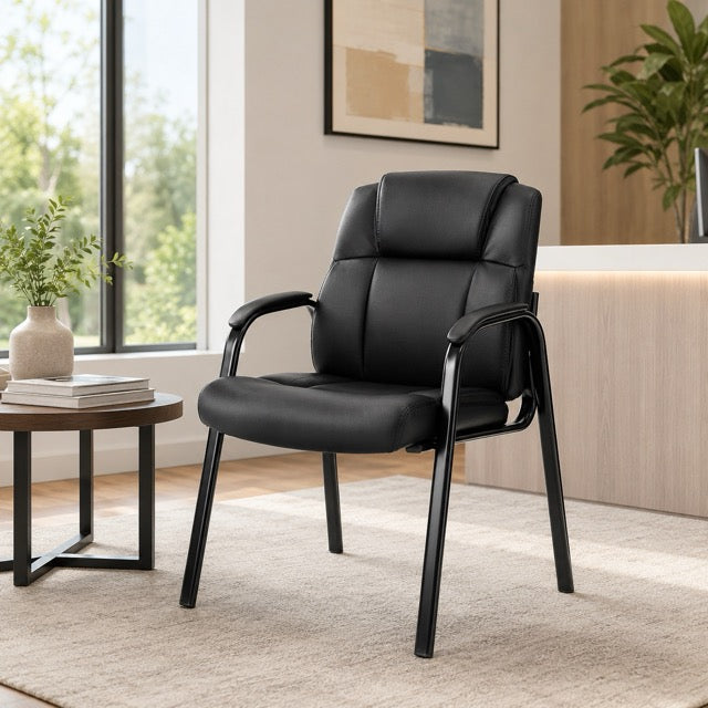 Ergonomic PU Leather Reception Chair with Armrests