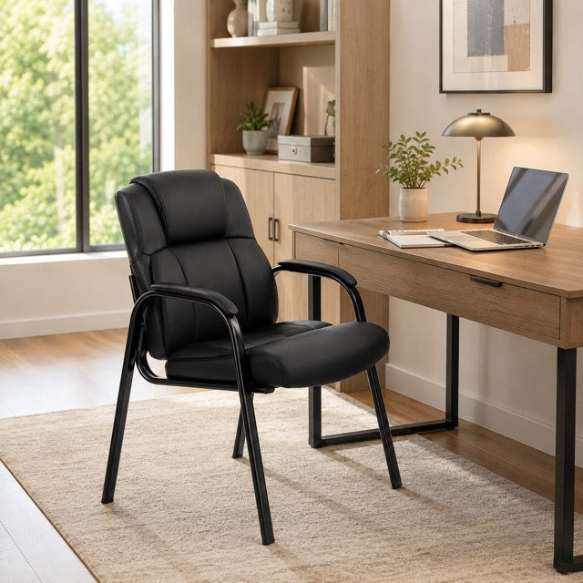 Ergonomic PU Leather Reception Chair with Armrests