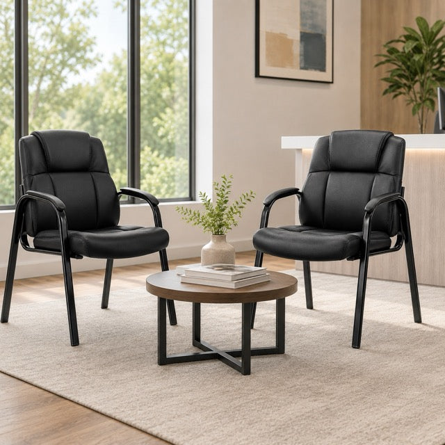 Ergonomic PU Leather Reception Chair with Armrests
