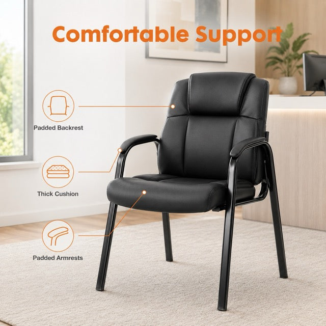 Ergonomic PU Leather Reception Chair with Armrests