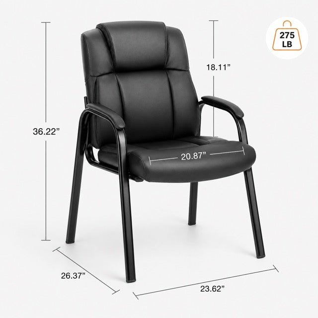 Ergonomic PU Leather Reception Chair with Armrests