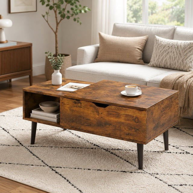 Lift Top Coffee Table with Storage & Hidden Compartment