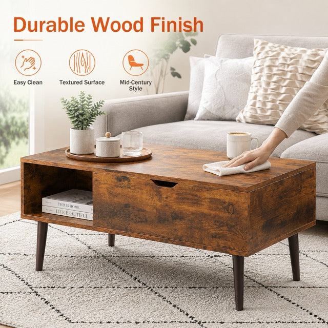 Lift Top Coffee Table with Storage & Hidden Compartment