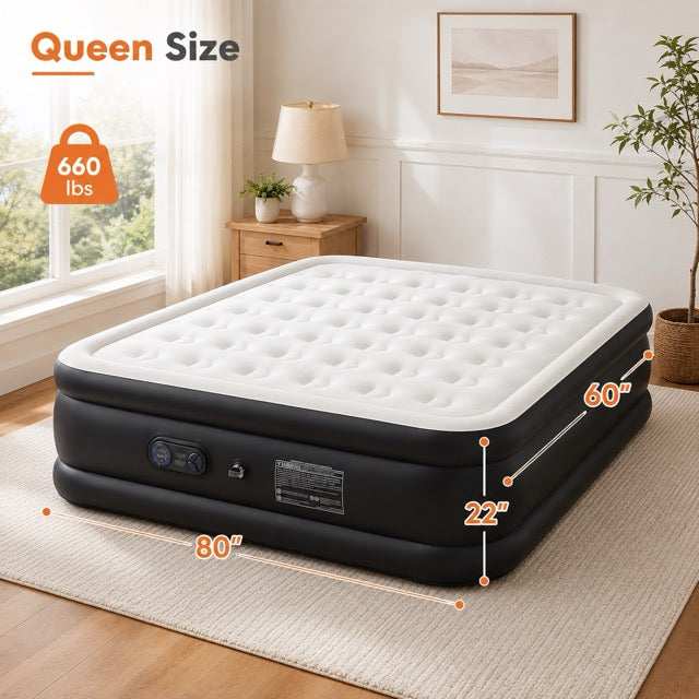 16"-22" Queen Air Mattress with Pump (660lb Capacity)