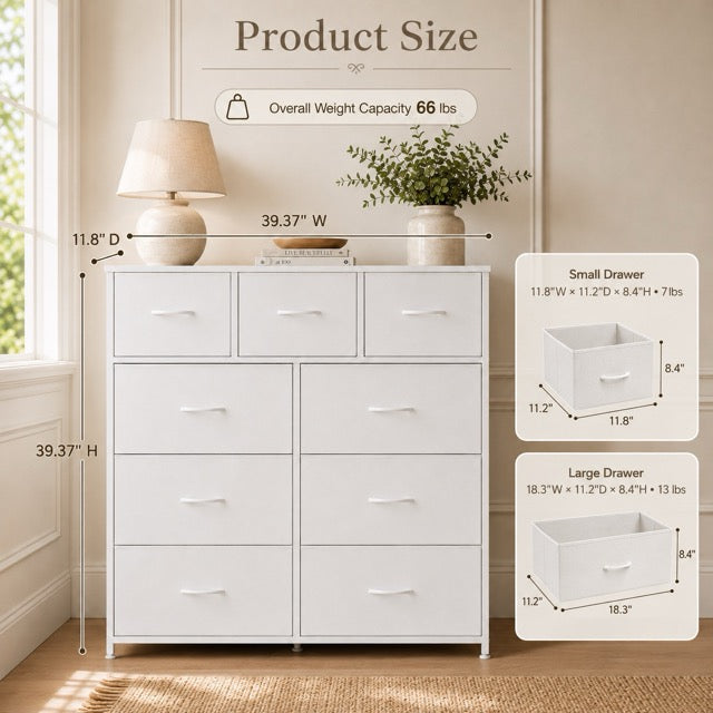 Fabric Storage Dresser with 9 Drawers