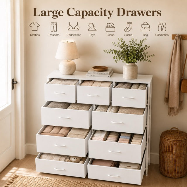Fabric Storage Dresser with 9 Drawers