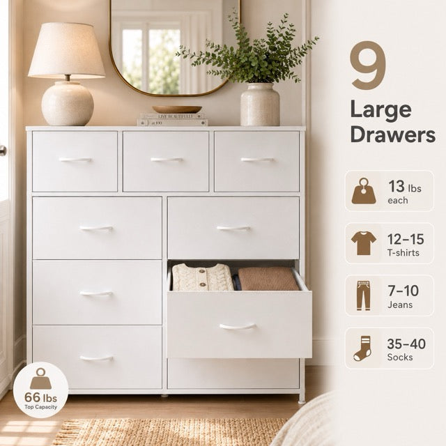 Fabric Storage Dresser with 9 Drawers