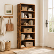 Industrial 5 & 6-Tier Bookcase | 53"/63" Tall Open Bookshelf for Home Office, Living Room & Bedroom