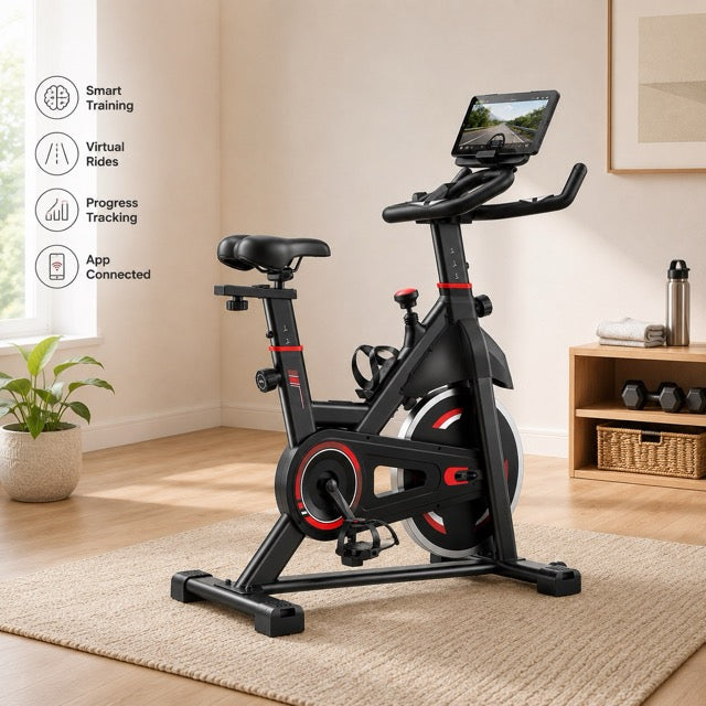 Indoor Cycling Bike – LCD Display, Infinite Resistance, Adjustable Seat & Handlebars