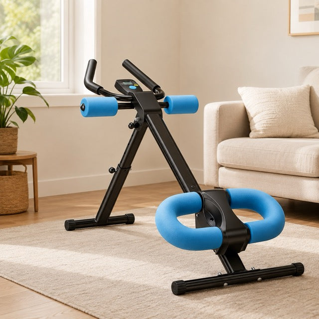 Ab Machine with LCD Display – Adjustable Incline & Height, Foldable Core Trainer, 440 lb Capacity