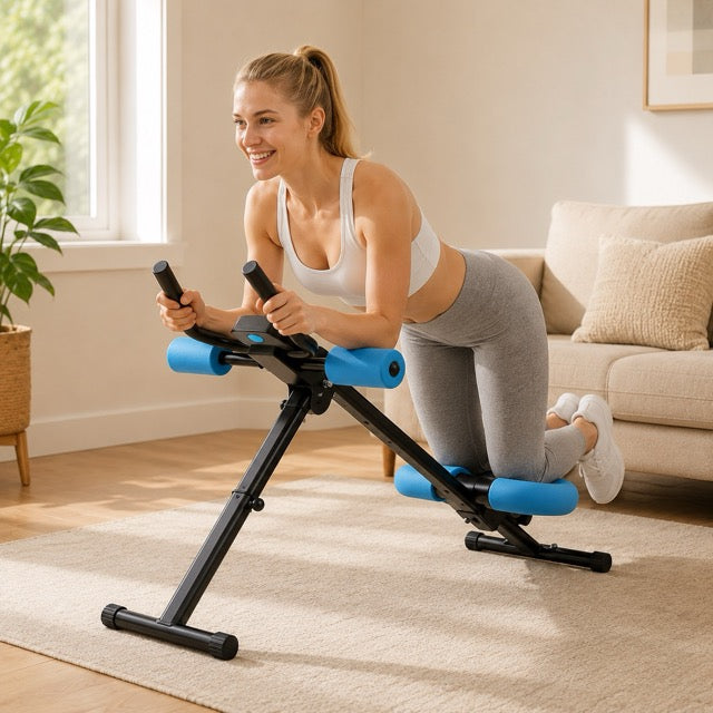 Ab Machine with LCD Display – Adjustable Incline & Height, Foldable Core Trainer, 440 lb Capacity