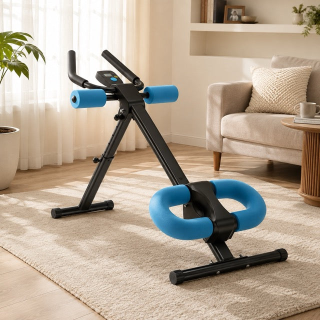 Ab Machine with LCD Display – Adjustable Incline & Height, Foldable Core Trainer, 440 lb Capacity