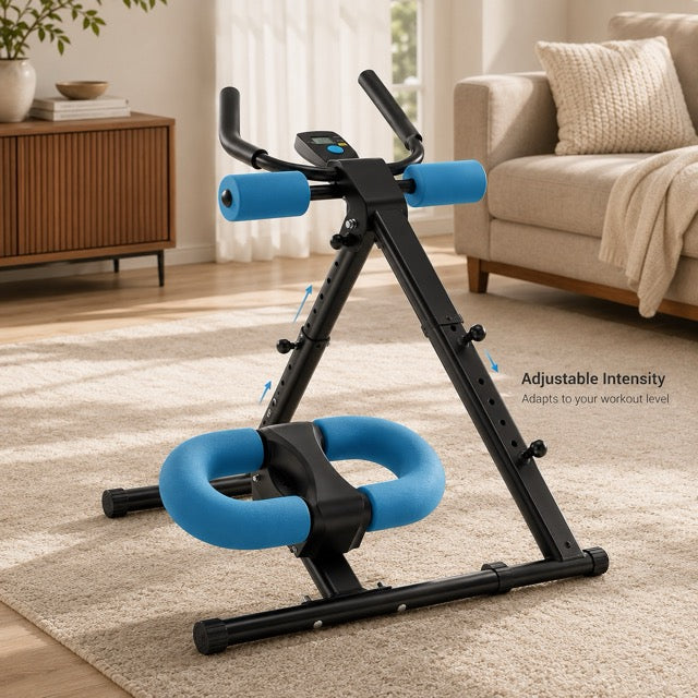 Ab Machine with LCD Display – Adjustable Incline & Height, Foldable Core Trainer, 440 lb Capacity