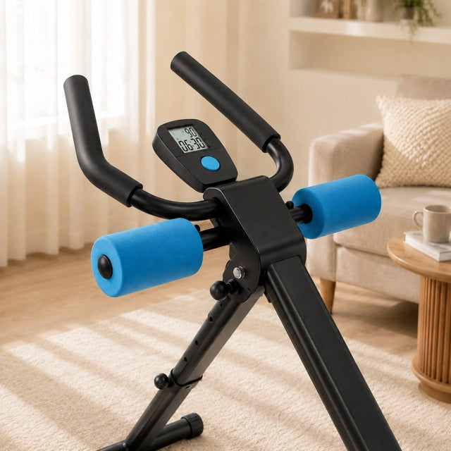 Ab Machine with LCD Display – Adjustable Incline & Height, Foldable Core Trainer, 440 lb Capacity