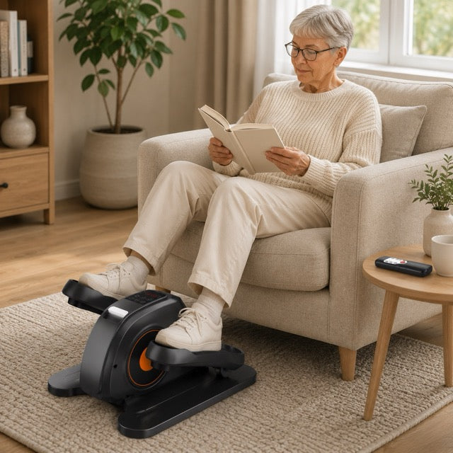 Under Desk Elliptical Machine – Quiet Pedal Exerciser with LED Display, Adjustable Speed & Remote Control