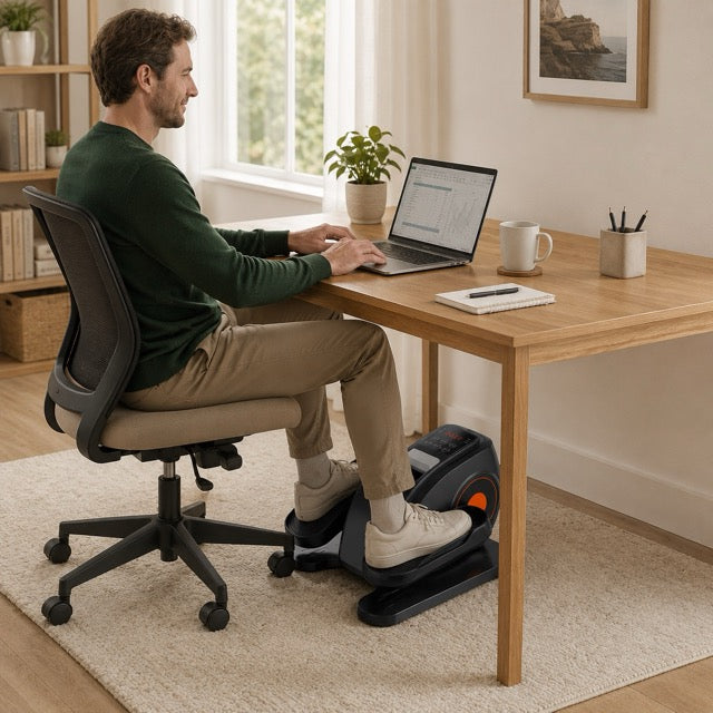 Under Desk Elliptical Machine – Quiet Pedal Exerciser with LED Display, Adjustable Speed & Remote Control