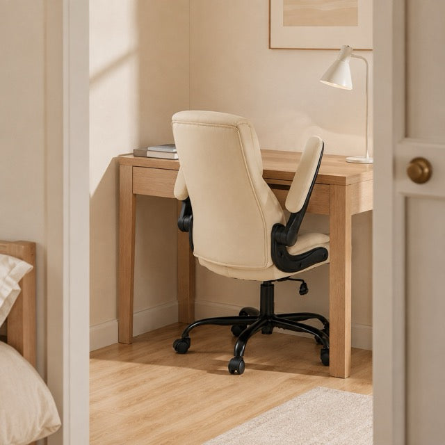 PU Leather Office Chair with Flip-Up Armrests & Lumbar Support – High Back Ergonomic Desk Chair