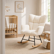 Teddy Upholstered Glider Rocker with High Backrest | Nursery & Living Room Rocking Chair