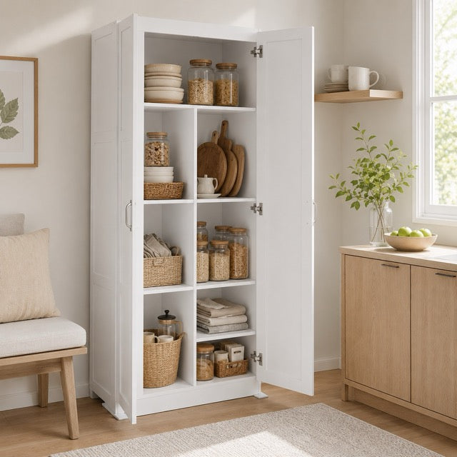 71-Inch Wooden Storage Cabinet | 4-Tier Freestanding Organizer for Home