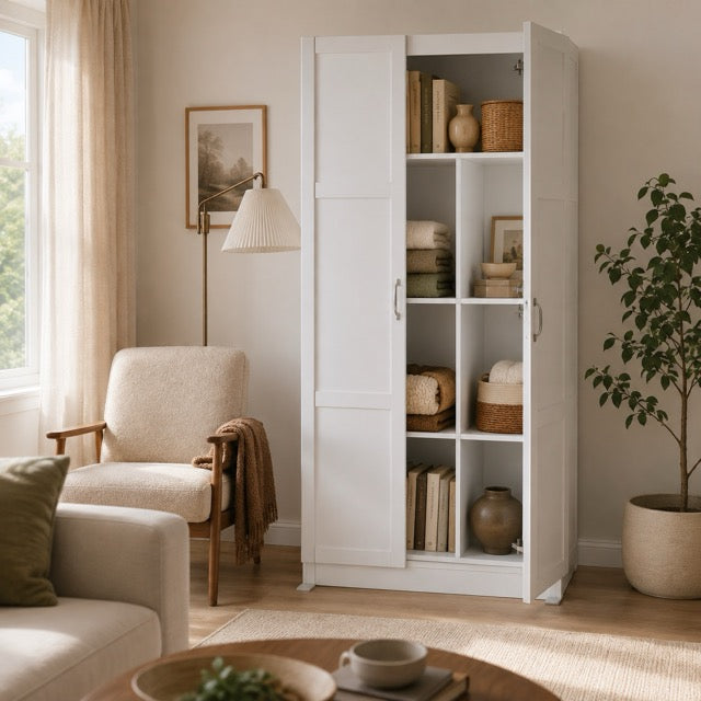 71-Inch Wooden Storage Cabinet | 4-Tier Freestanding Organizer for Home