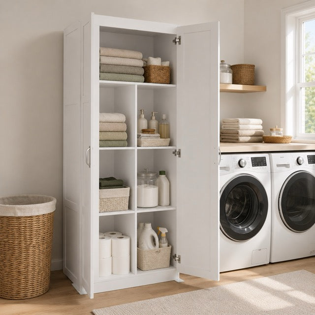 71-Inch Wooden Storage Cabinet | 4-Tier Freestanding Organizer for Home