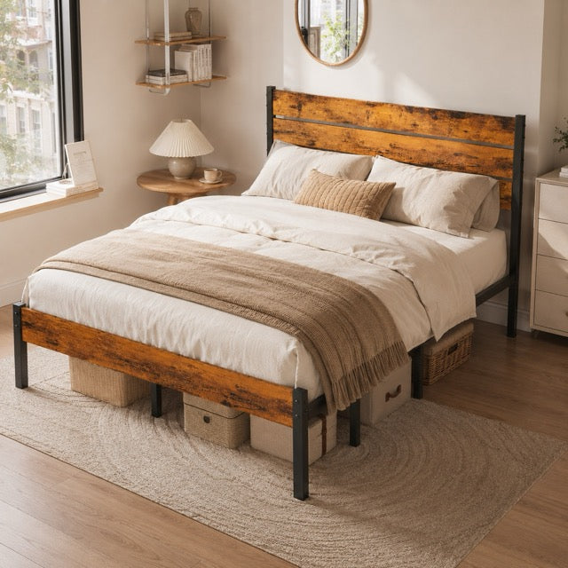 Metal Platform Bed Frame with Headboard & Footboard – No Box Spring Needed, 800 lb Capacity, Twin/Full/Queen