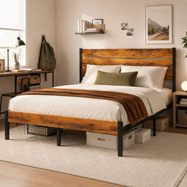 Metal Platform Bed Frame with Headboard & Footboard – No Box Spring Needed, 800 lb Capacity, Twin/Full/Queen