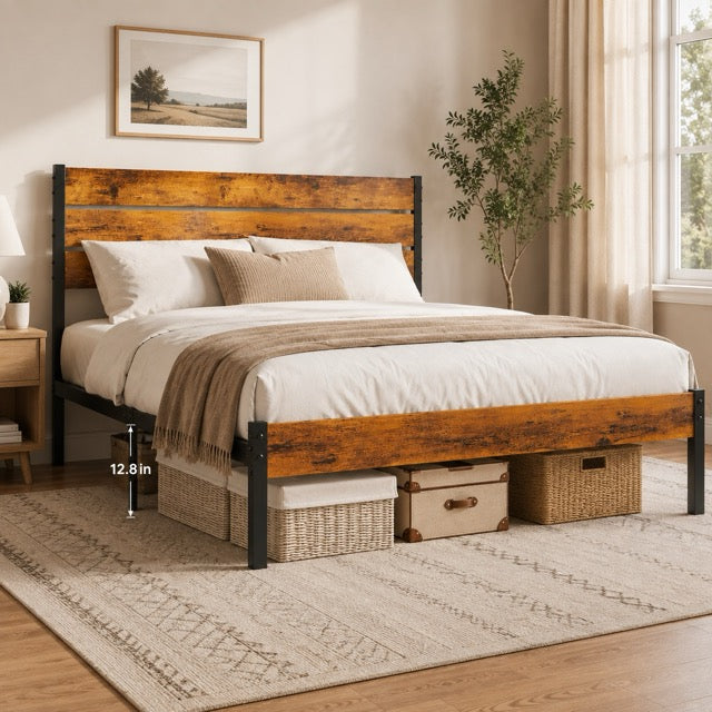 Metal Platform Bed Frame with Headboard & Footboard – No Box Spring Needed, 800 lb Capacity, Twin/Full/Queen