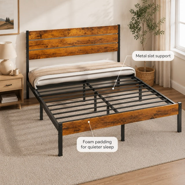 Metal Platform Bed Frame with Headboard & Footboard – No Box Spring Needed, 800 lb Capacity, Twin/Full/Queen