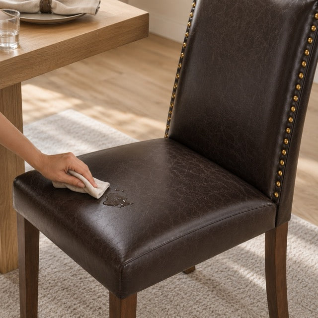 Modern Upholstered Dining Chairs Set of 2 – Armless with Nailhead Trim & Solid Wood Legs