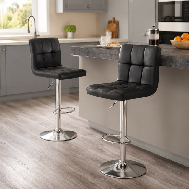 Set of 2 Adjustable Swivel Bar Stools with PU Leather Seats