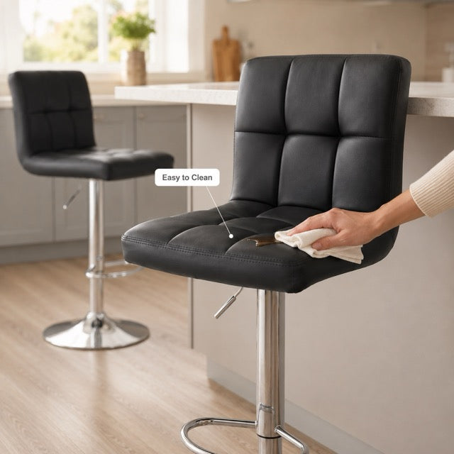 Set of 2 Adjustable Swivel Bar Stools with PU Leather Seats
