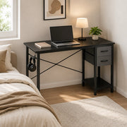 Computer Desk with Fabric Drawers & Side Hook – 47" Wooden Study & Home Office Desk