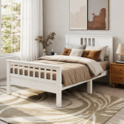 Classic White Solid Wood Twin Bed Frame with Headboard & Footboard, No Box Spring Needed, 9-Inch Storage Clearance