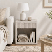 Bedside Cabinet with Drawers & Open Shelves | Modern Nightstand with Rounded Corners