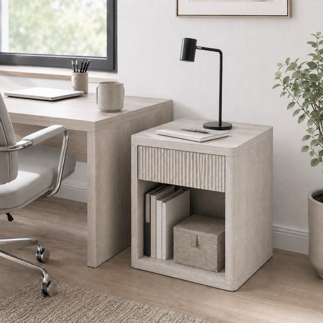 Bedside Cabinet with Drawers & Open Shelves | Modern Nightstand with Rounded Corners